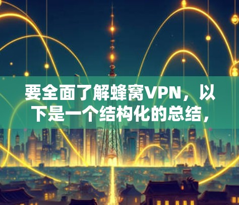 要全面了解蜂窝VPN,以下是一个结构化的总结,涵盖简介、用户群体、网站、使用步骤、安全性和性价比、与竞品的对比以及使用体验 要全面了解蜂窝VPN,以下是一个结构化的总结,涵盖简介、用户群体、网站、使用步骤、安全性和性价比、与竞品的对比以及使用体验