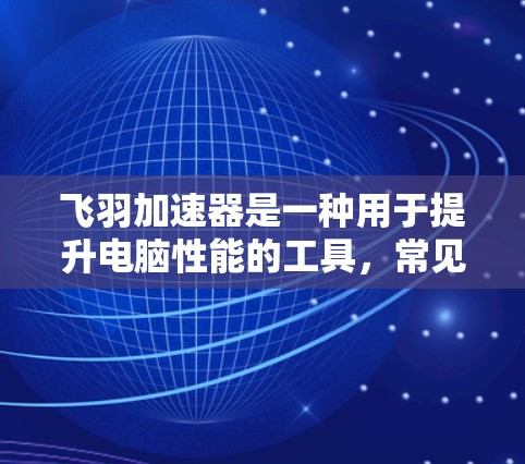 飞羽加速器是一种用于提升电脑性能的工具,常见于电脑上。以下是使用飞羽加速器的电脑版的操作步骤 飞羽加速器是一种用于提升电脑性能的工具,常见于电脑上。以下是使用飞羽加速器的电脑版的操作步骤