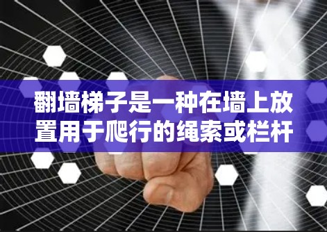 翻墙梯子是一种在墙上放置用于爬行的绳索或栏杆设备,通常用于爬到高处或过道。以下是一步步的安装教程 翻墙梯子是一种在墙上放置用于爬行的绳索或栏杆设备,通常用于爬到高处或过道。以下是一步步的安装教程