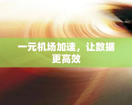 一元机场加速,让数据更高效 一元机场加速,让数据更高效